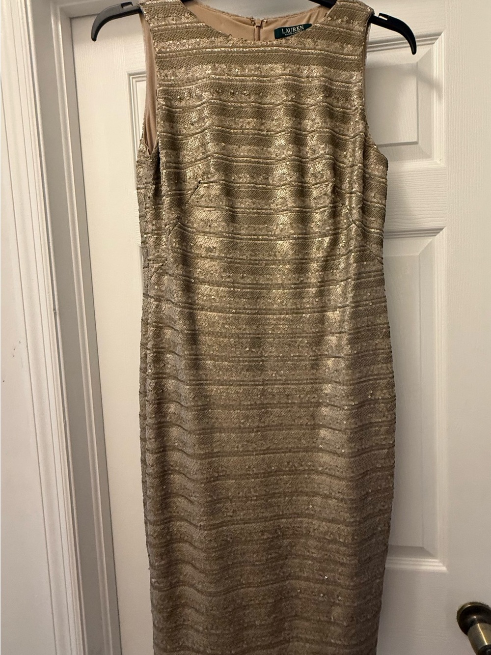 Lauren Ralph Champagne/Gold Sequin Top